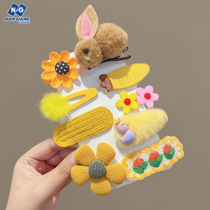 Sét 9 kẹp tóc nhiều mẫu cho bé gái