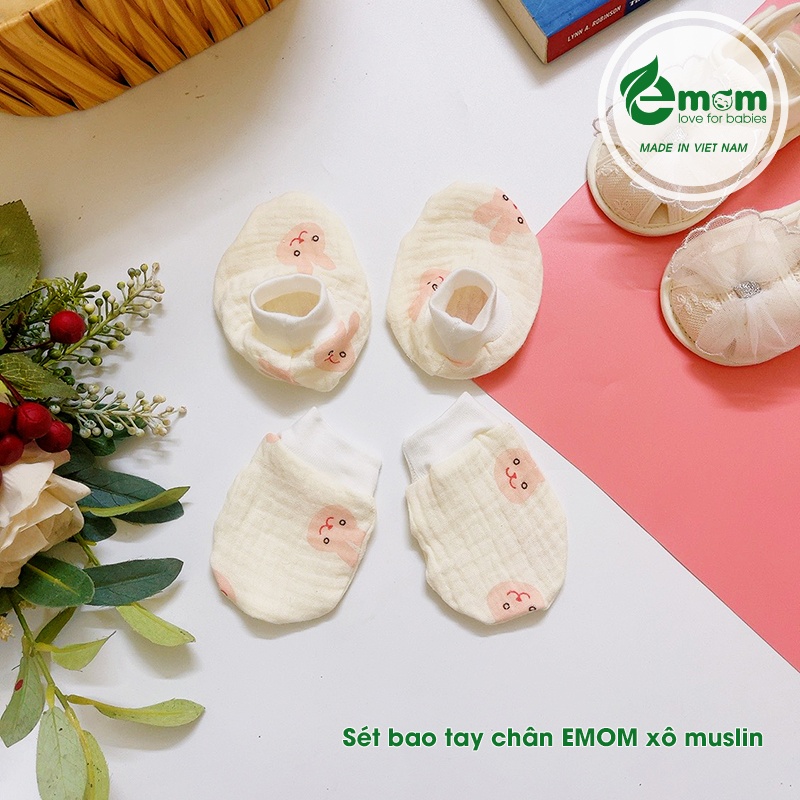 Sét bao tay chân xô muslin EMOM