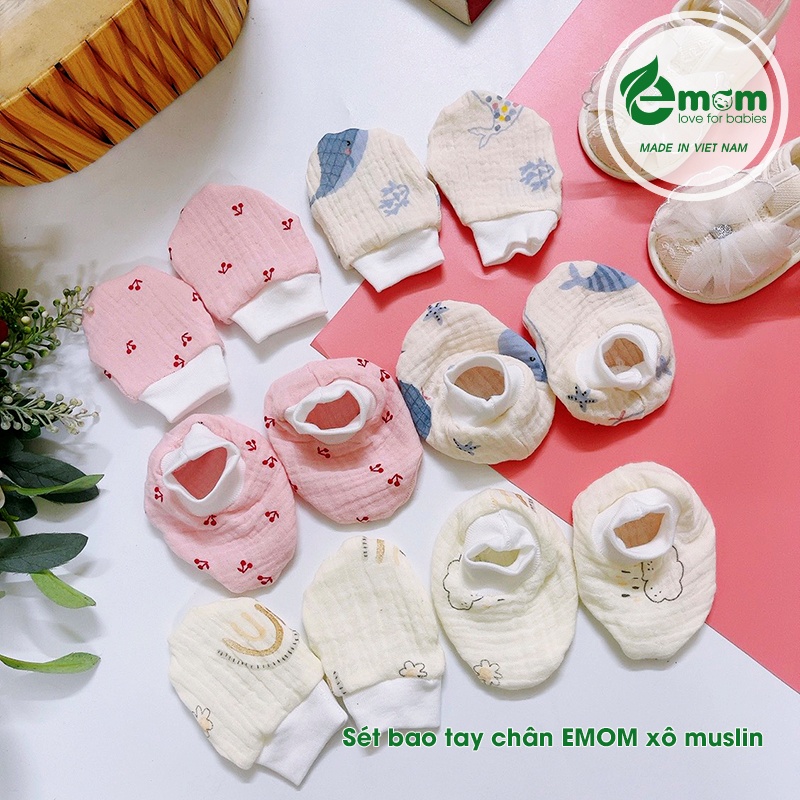 Sét bao tay chân xô muslin EMOM