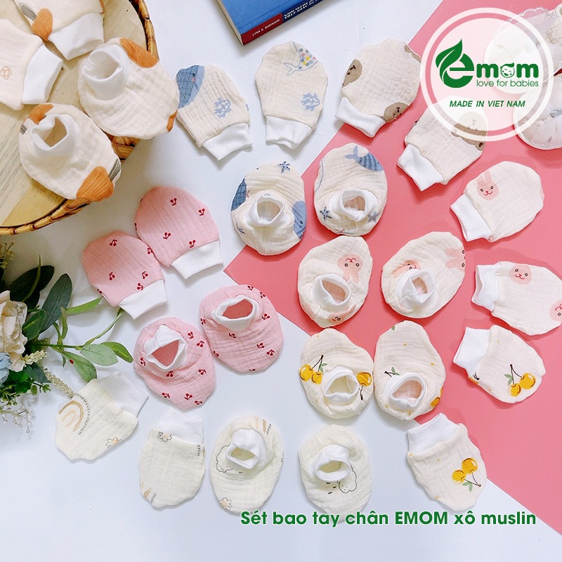 Sét bao tay chân xô muslin EMOM