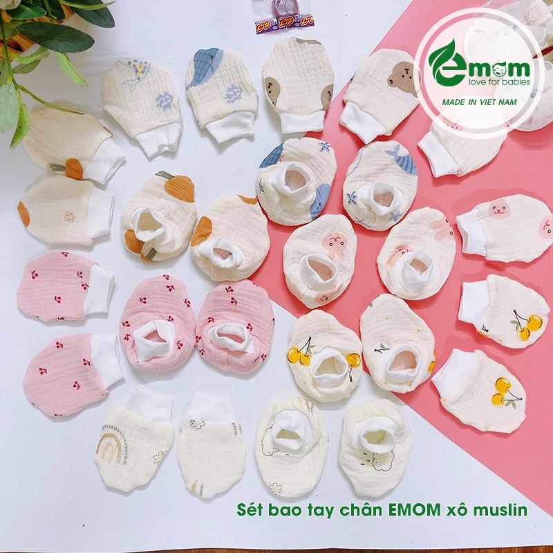 Sét bao tay chân xô muslin EMOM