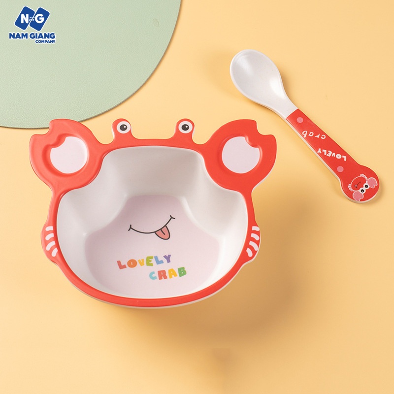 Sét bát ăn dặm cho bé sợi tre hình thú kèm thìa