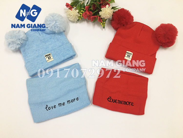 Sét khăn mũ len quả bông