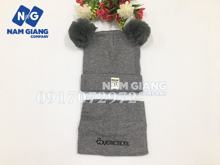 Sét khăn mũ len quả bông