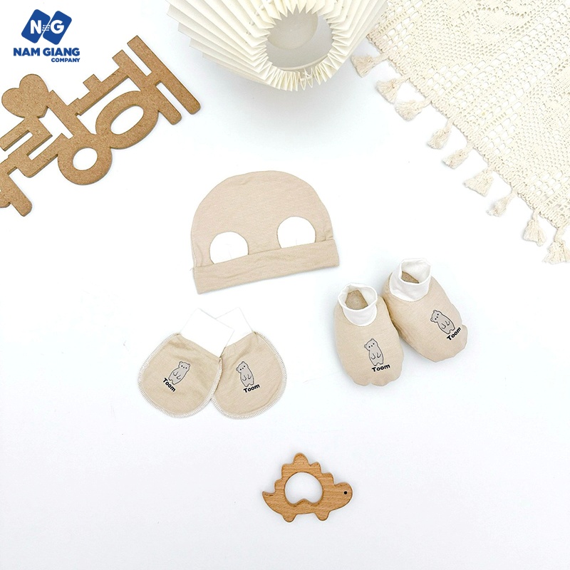 Sét mũ bao tay chân BABY TOOM vải petit