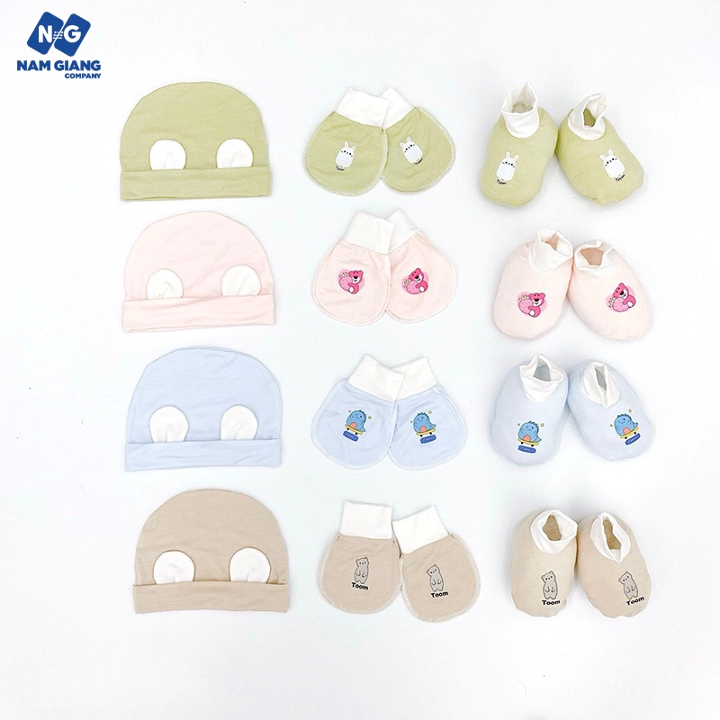 Sét mũ bao tay chân BABY TOOM vải petit