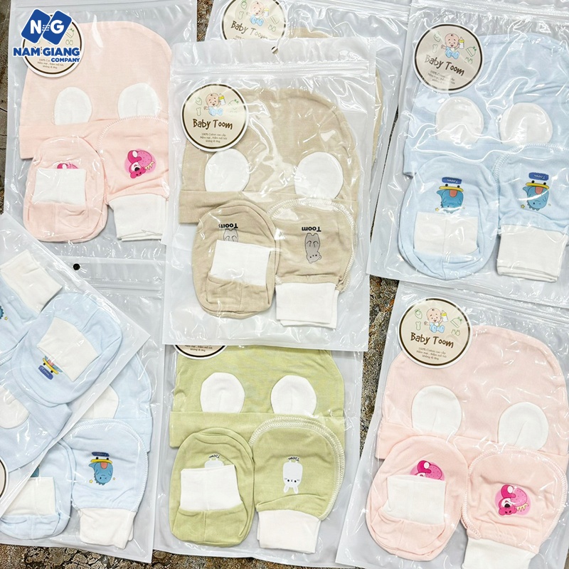 Sét mũ bao tay chân BABY TOOM vải petit