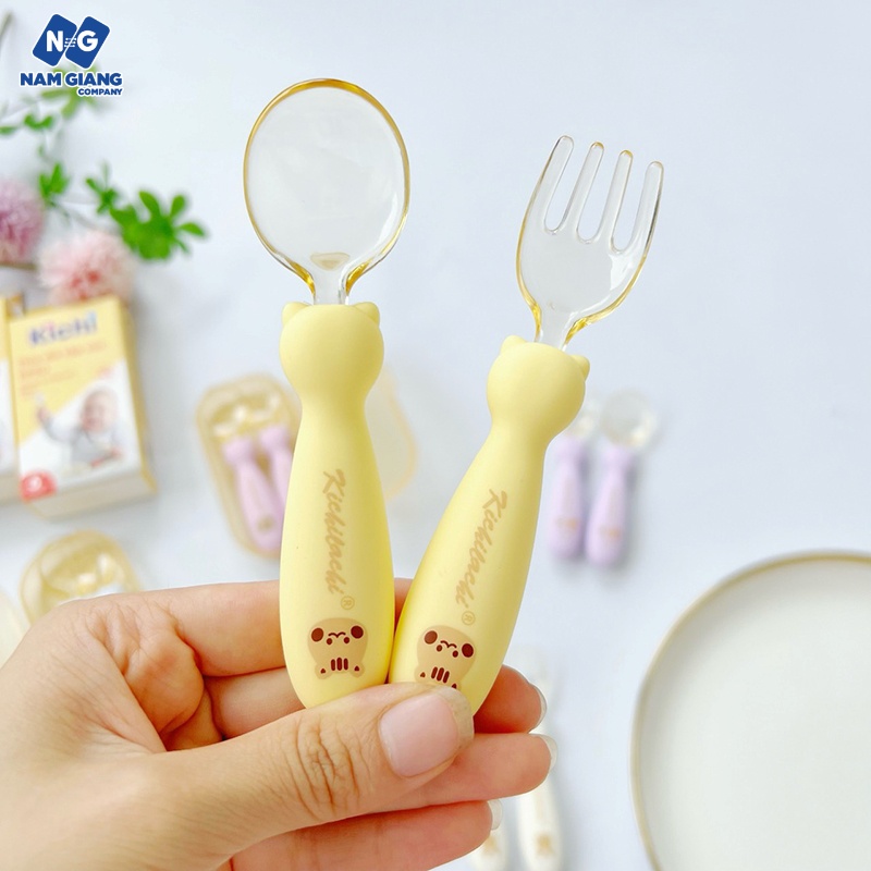 Set thìa dĩa tập xúc kèm hộp Kichi