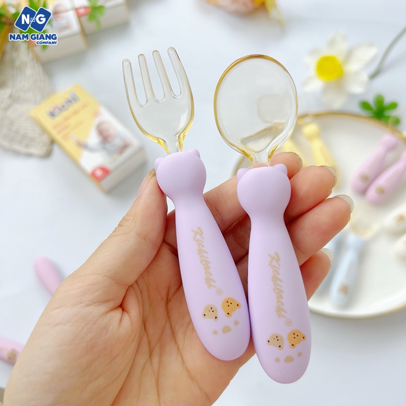 Set thìa dĩa tập xúc kèm hộp Kichi