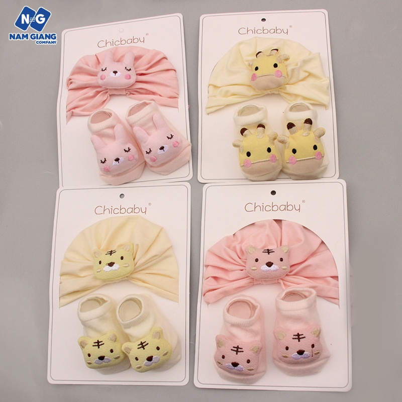 Sét turban mũ kèm tất bé gái CHICBABY