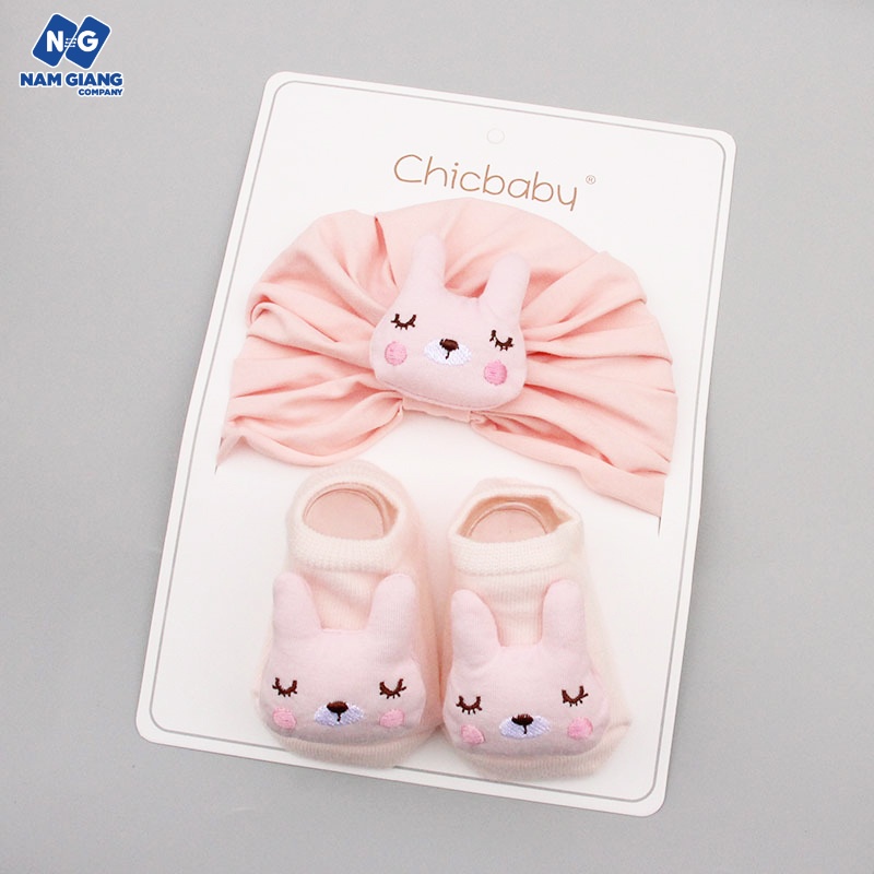 Sét turban mũ kèm tất bé gái CHICBABY