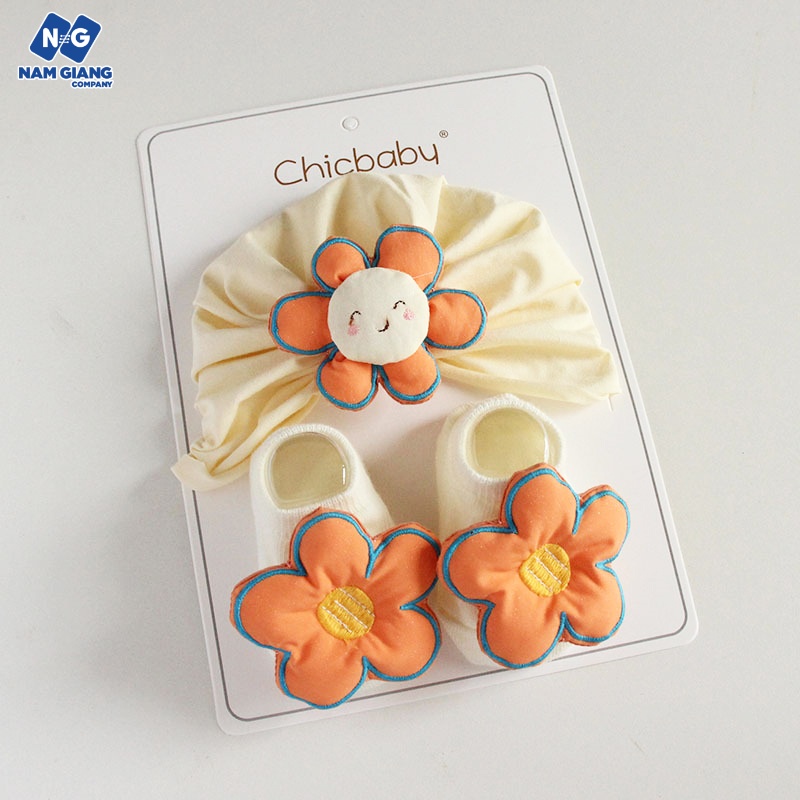 Sét turban mũ kèm tất bé gái CHICBABY
