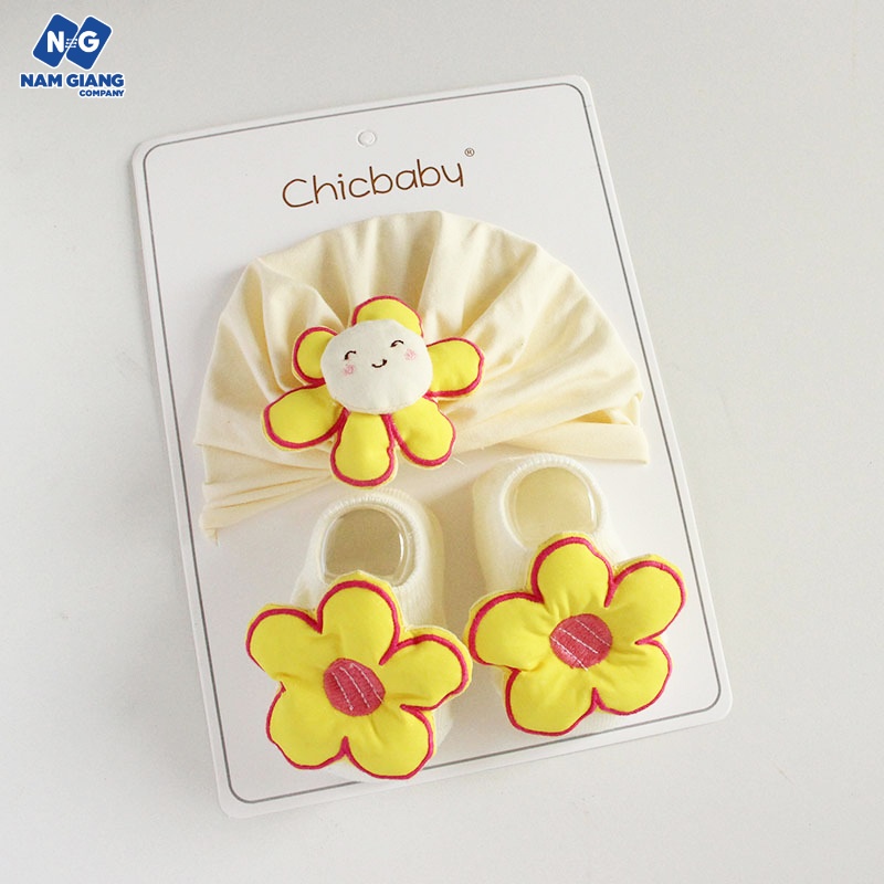Sét turban mũ kèm tất bé gái CHICBABY