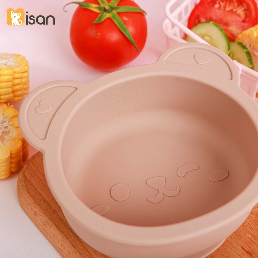 Bát ăn dặm silicon Misan hình gấu kèm thìa