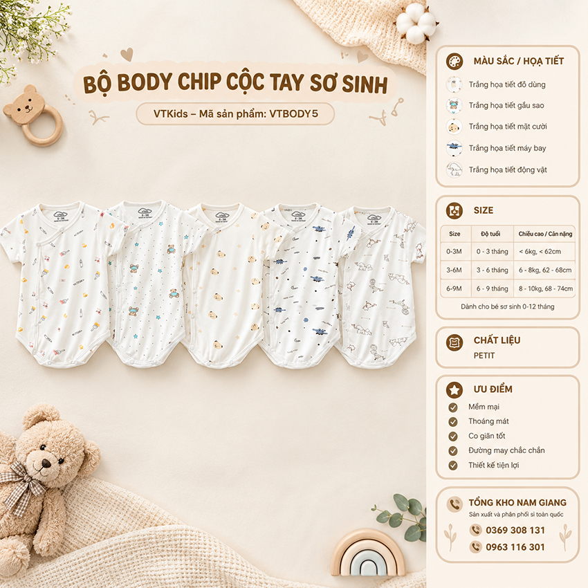 Body chíp cộc tay thun lạnh VTKids VTBODY5