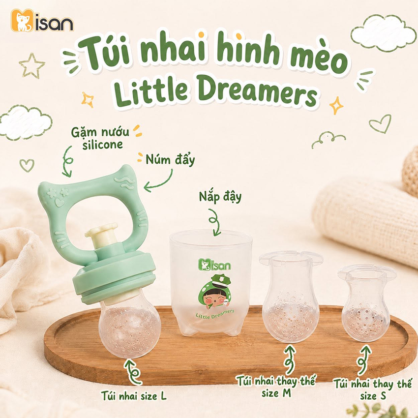 Túi nhai ăn dặm Misan hình mèo