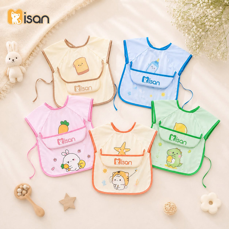 Yếm áo ăn dặm Misan tay ngắn