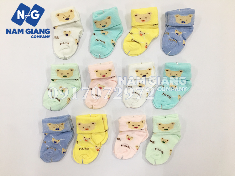 Tất sơ sinh cổ bẻ in hình (lố 12 đôi)