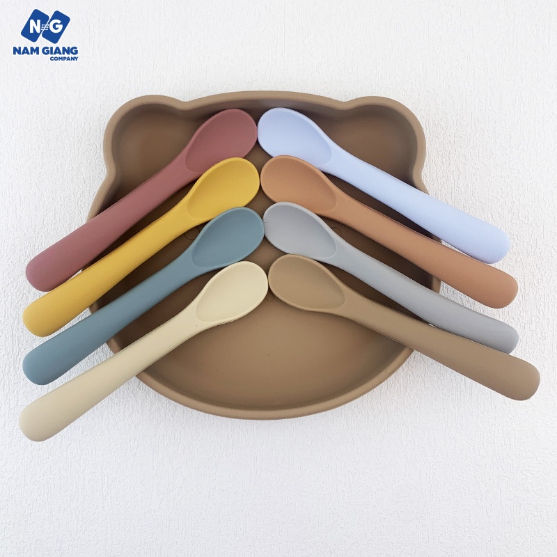 Thìa ăn dặm silicon Hàn nguyên khối