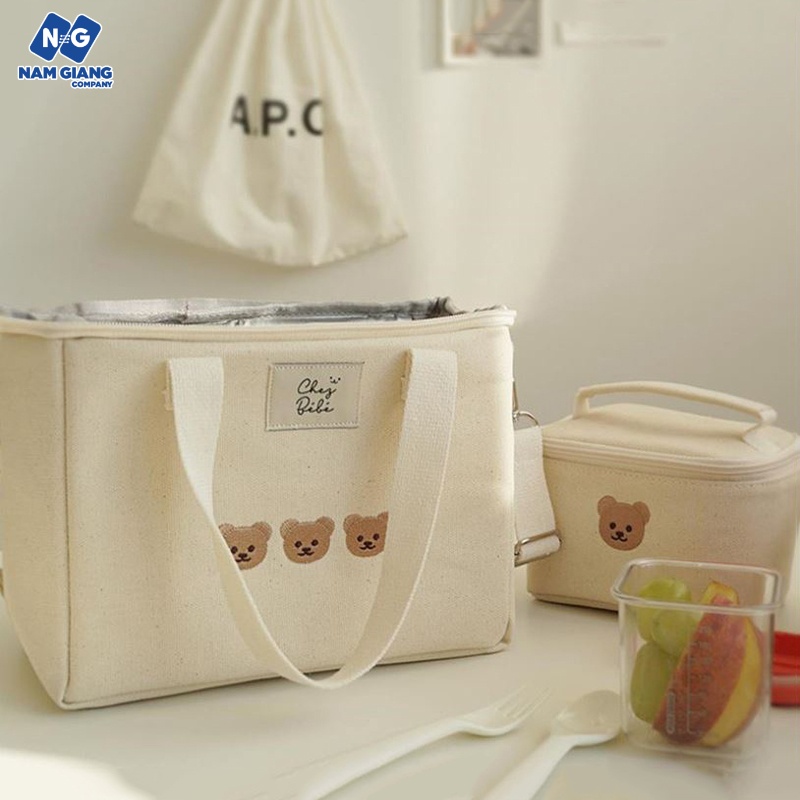 Túi bỉm sữa giữ nhiệt Hàn quốc hình gấu