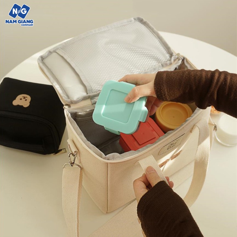 Túi bỉm sữa giữ nhiệt Hàn quốc hình gấu