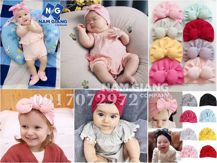 Turban mũ cho bé gái nhiều màu