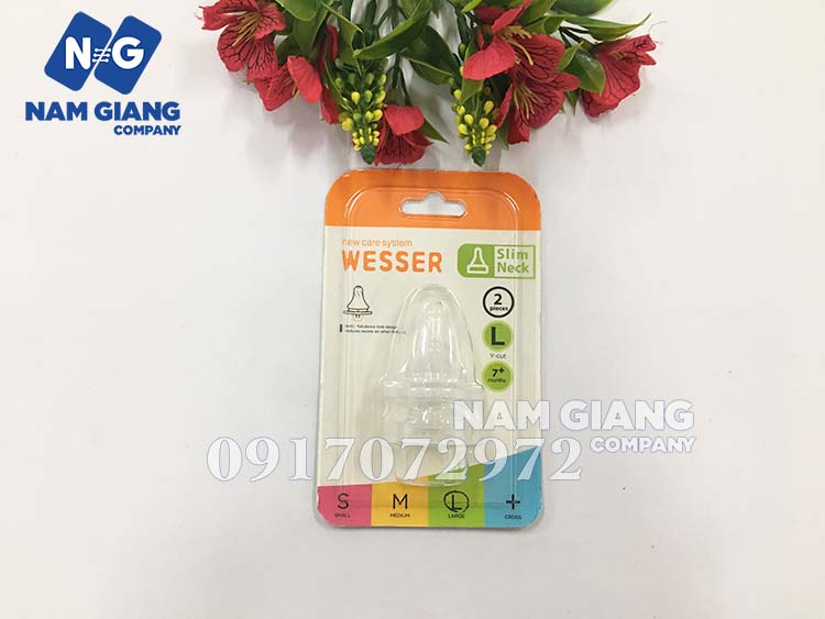Ty thay thế Nano Wesser cổ hẹp silicon vỉ 2 chiếc
