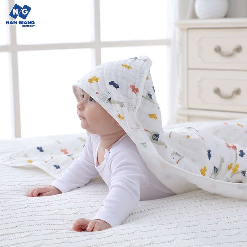 Choàng xô có mũ sợi tre muslin