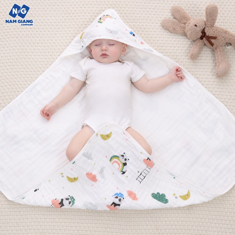 Choàng xô có mũ sợi tre muslin