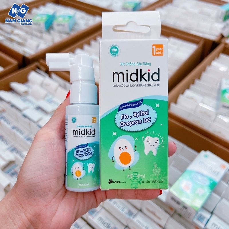 Xịt chống sâu răng Midkid giảm ố vàng sâu sún cho bé