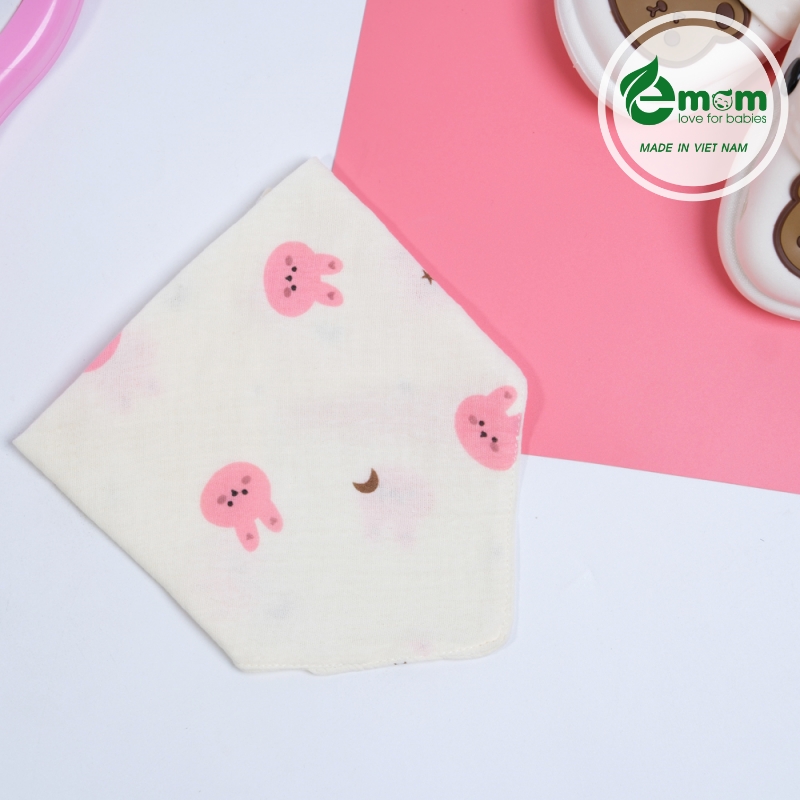 Yếm bấm tam giác xô muslin Emom (Sét 5C)