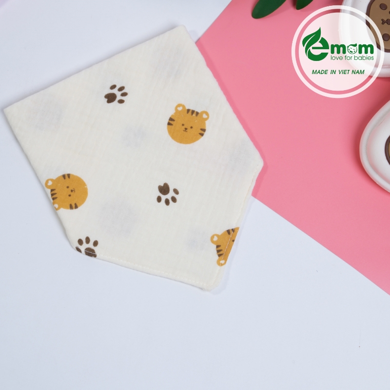 Yếm bấm tam giác xô muslin Emom (Sét 5C)