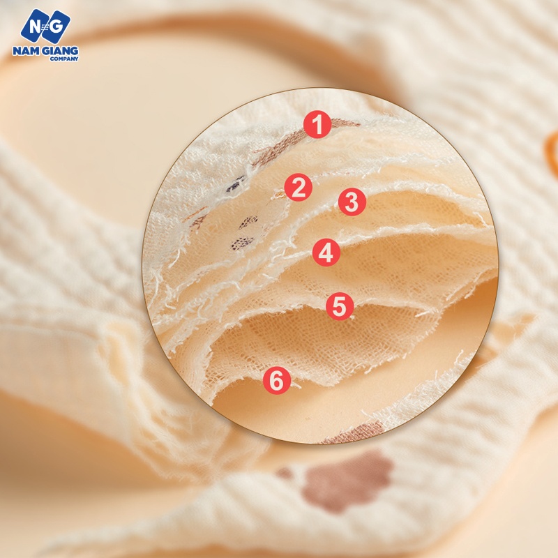 Yếm xô cổ tròn xoay 360 độ vải muslin 6 lớp