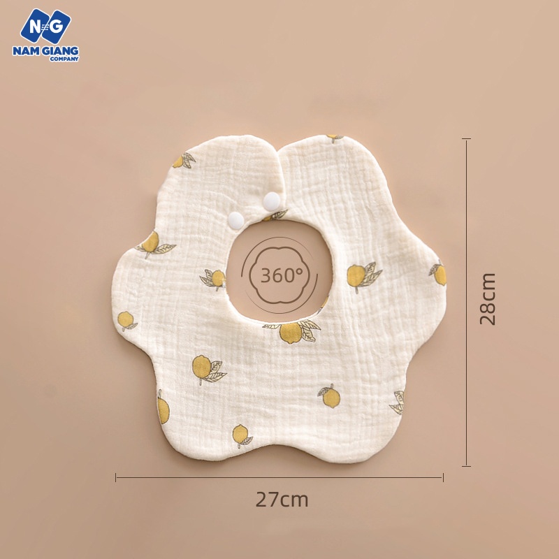 Yếm xô cổ tròn xoay 360 độ vải muslin 6 lớp