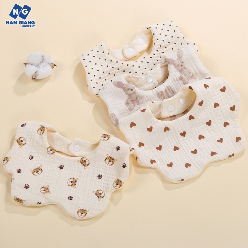 Yếm xô cổ tròn xoay 360 độ vải muslin 6 lớp