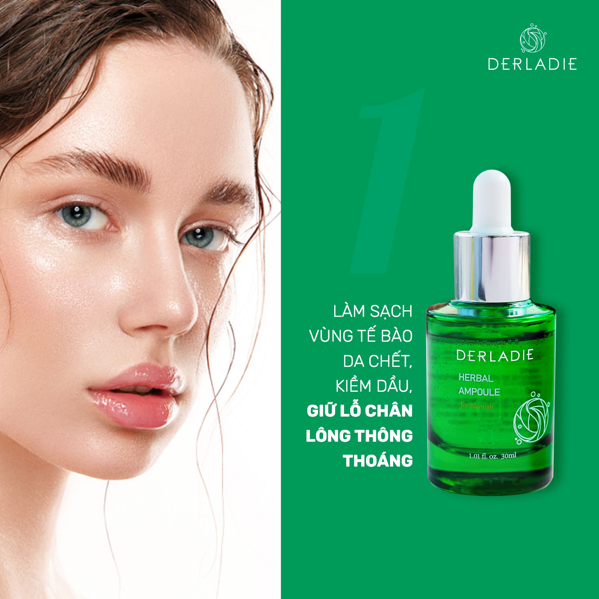 Tinh Chất Tràm Trà Giảm Mụn Derladie Herbal Ampoule For Blemish 30ml | Mặt  Hoa Da Phấn