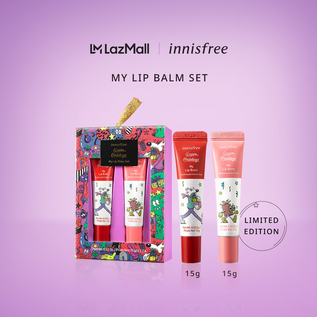 Set Son Dưỡng Innisfree Green Holidays My Lip Balm Set (2pcs) 30g Mặt