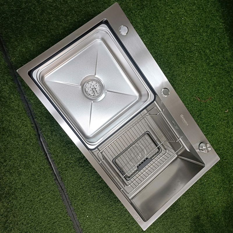 Chậu rửa bát 1 hố GRÜNDER chống xước dễ vệ sinh kích thước 80x46cm