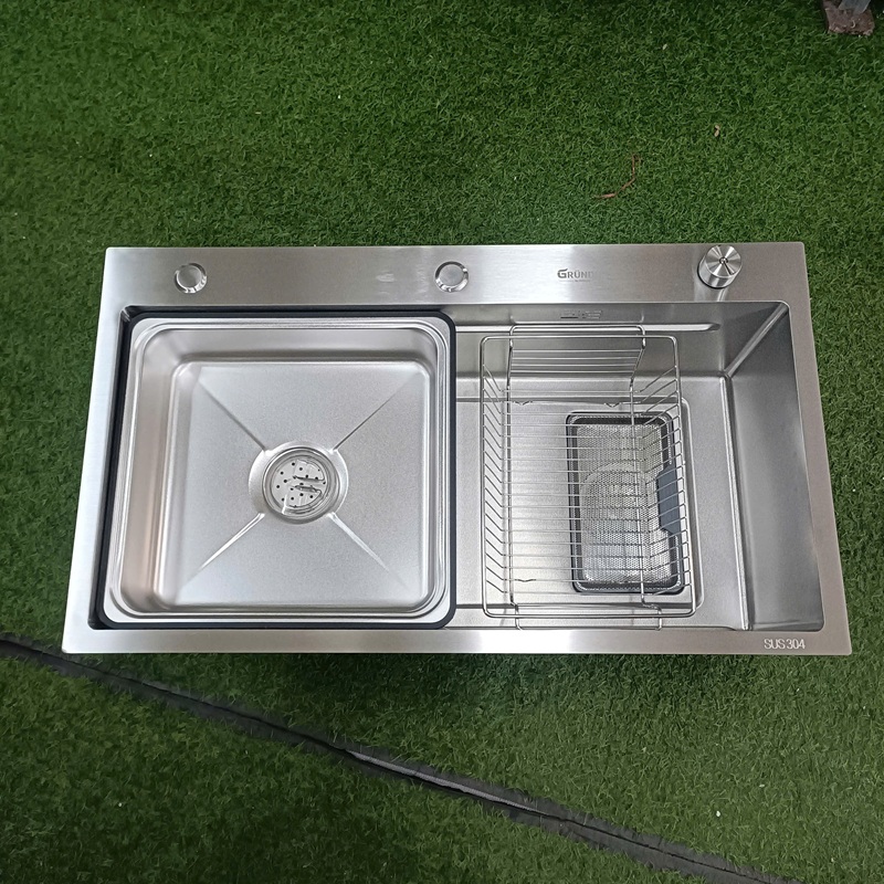 Chậu rửa bát 1 hố GRÜNDER chống xước dễ vệ sinh kích thước 80x46cm