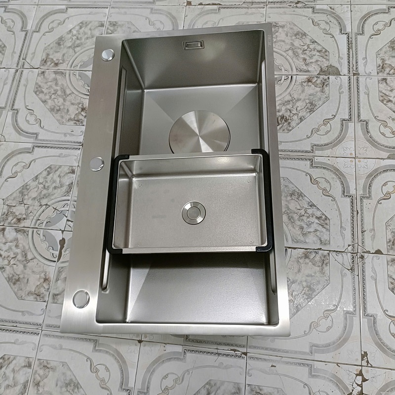 Chậu rửa bát 1 hố inox 304 kết hợp vân đá độc đáo thương hiệu GRÜNDER kích thước 78x48cm
