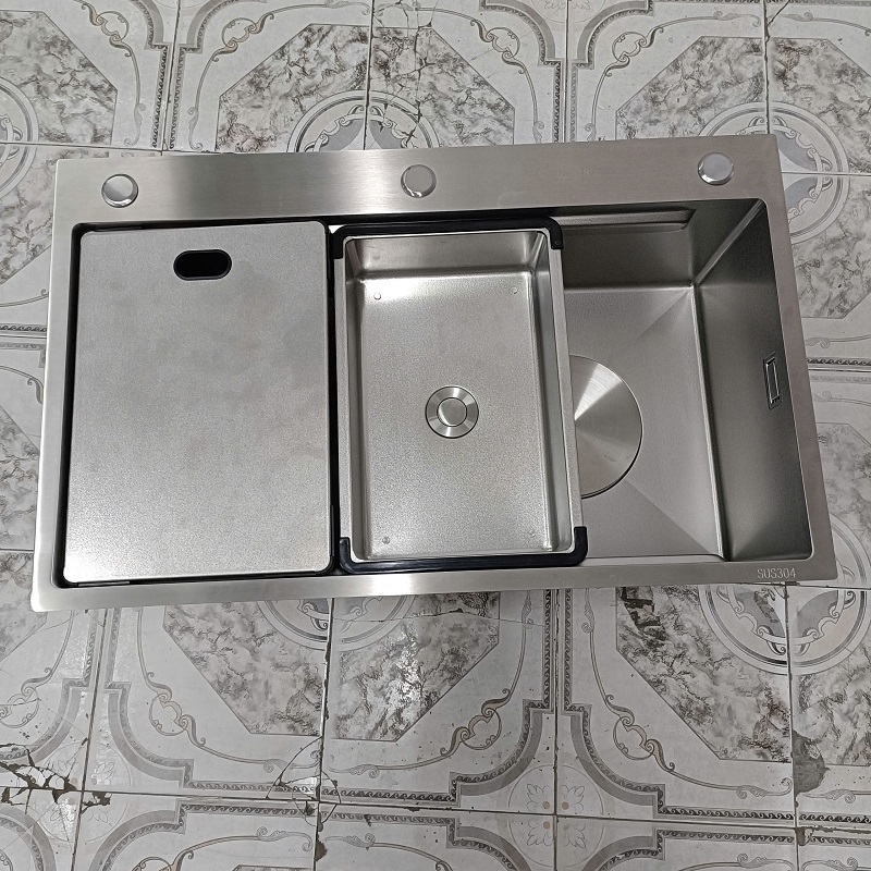 Chậu rửa bát 1 hố inox 304 kết hợp vân đá độc đáo thương hiệu GRÜNDER kích thước 78x48cm
