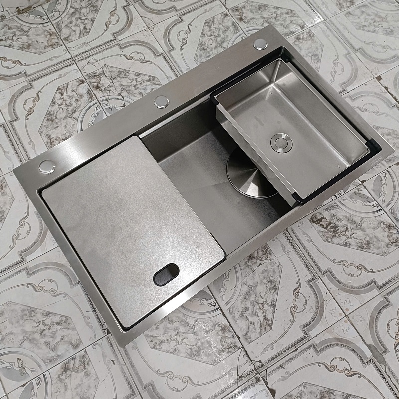 Chậu rửa bát 1 hố inox 304 kết hợp vân đá độc đáo thương hiệu GRÜNDER kích thước 78x48cm