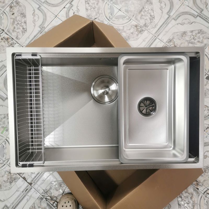 Chậu rửa bát 1 hố GRÜNDER âm bàn sang trọng vân đá chống xước dễ vệ sinh kích thước 76x48cm
