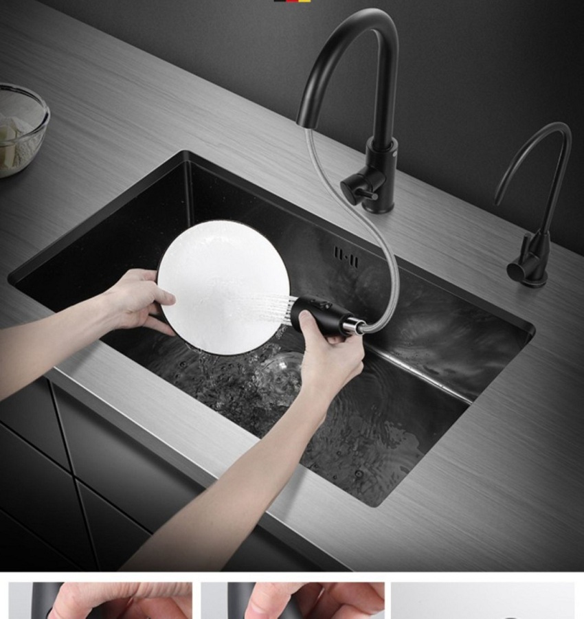 Chậu rửa bát 1 hố cỡ lớn Kích thước 75x45 thương hiệu GRÜNDER