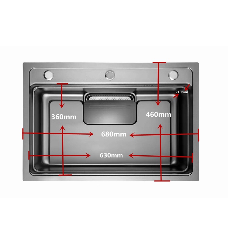 Chậu rửa bát 1 hố thương hiệu GRÜNDER Kích thước 75x46CM