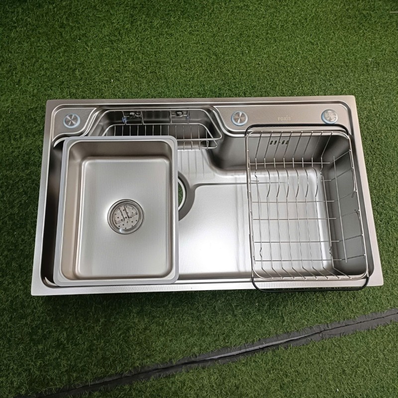 Chậu rửa bát 1 hố FOXIS mặt sần chống xước kích thước 75x46cm