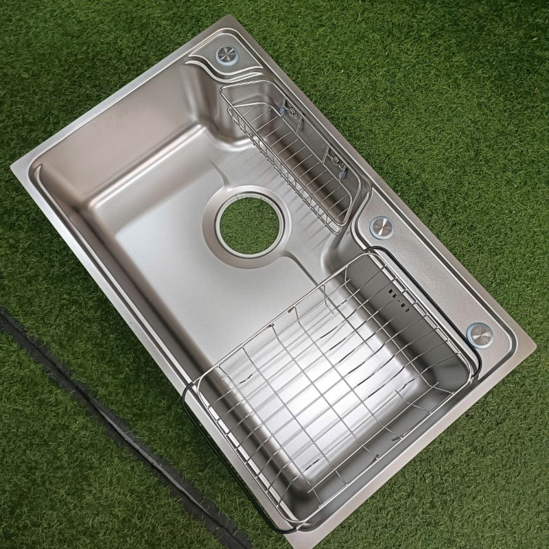 Chậu rửa bát 1 hố FOXIS mặt sần chống xước kích thước 75x46cm