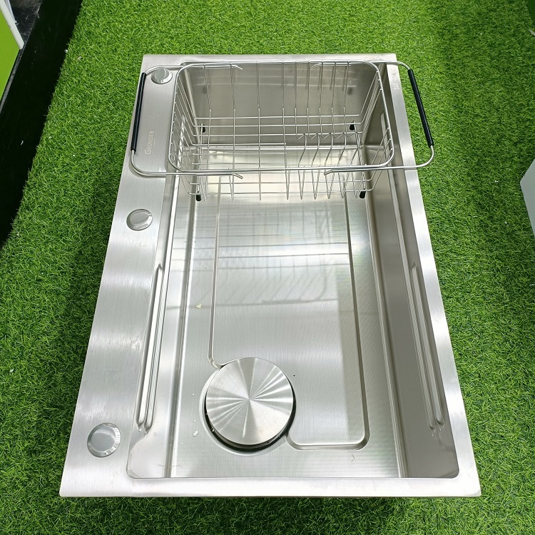 Chậu rửa bát 1 hố mặt sần chống xước công nghệ mới Kích thước 75x46 thương hiệu GRÜNDER
