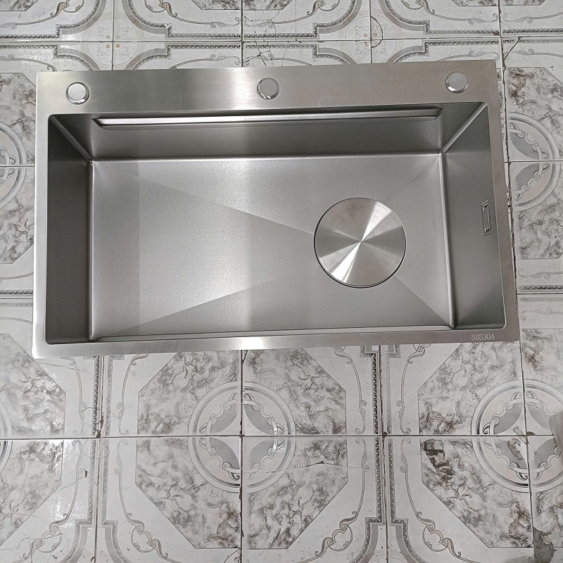 Chậu rửa bát 1 hố inox 304 kết hợp vân đá độc đáo thương hiệu GRÜNDER kích thước 78x48cm