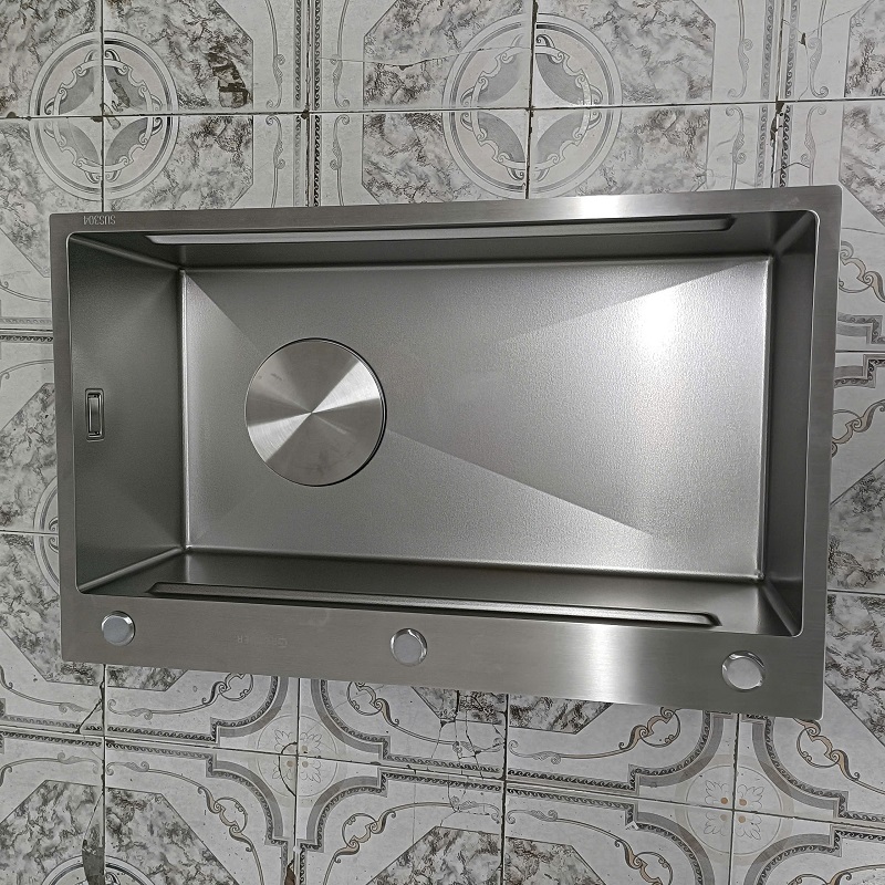 Chậu rửa bát 1 hố inox 304 kết hợp vân đá độc đáo thương hiệu GRÜNDER kích thước 78x48cm